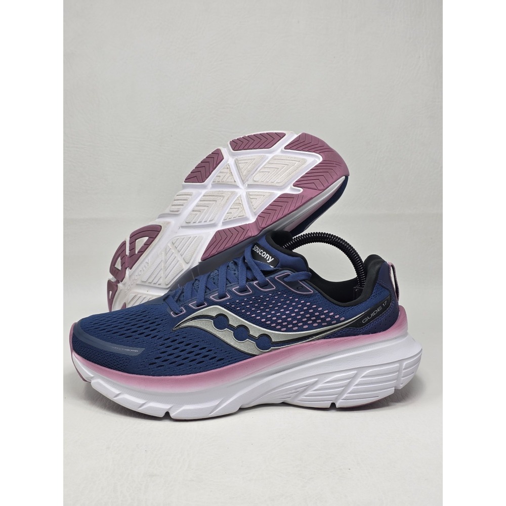 Saucony Womens Size 9.5 Guide 17 Stability Running Shoes Navy/Orchid Pre-owned